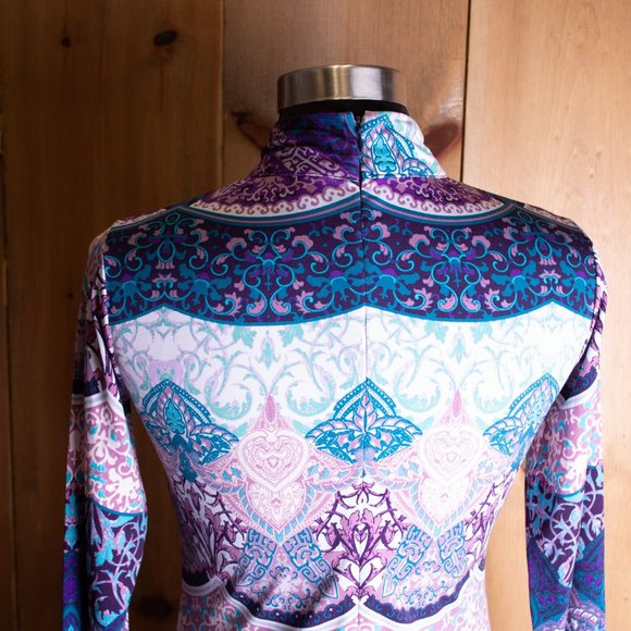 Blue Damask Print Maxi Dress - Picture 2 of 6